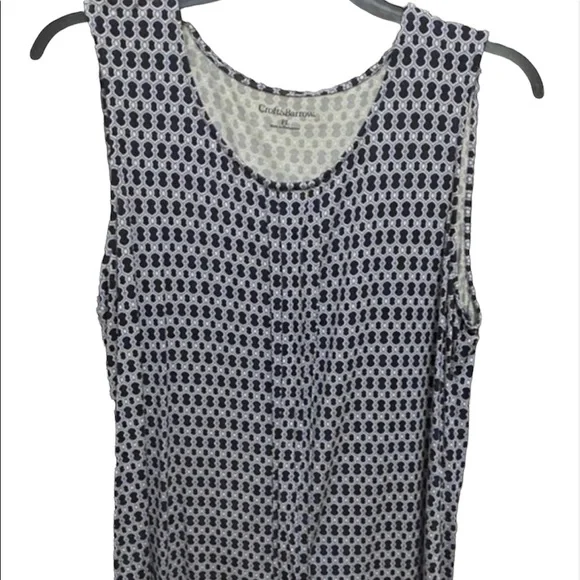 Croft & Barrow blue & white sleeveless blouse Petite large - Picture 2 of 5